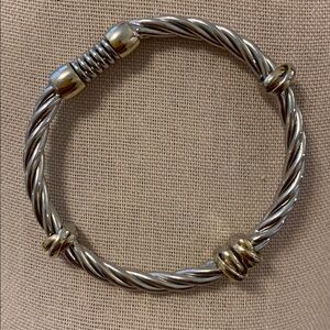 Silver Gold Bracelet - 7 3/4” Bangle - Spring Opening